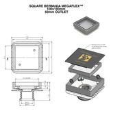 Square Bermuda Megaflex™ 100x100mm Floor Waste